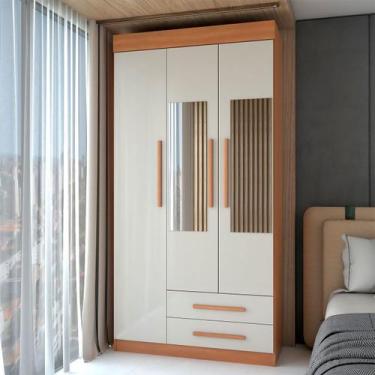 Imagem de Guarda-Roupa Solteiro Sublime 3 Portas 2 Gavetas com Espelho Cinamomo/