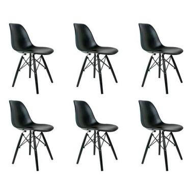 Imagem de Conjunto com 6 Cadeiras Charles Eames Preto - Mobly