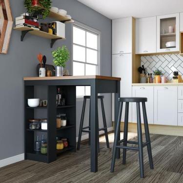 Imagem de Bancada Cozinha Gourmet Ditália 3 Prateleiras CD-1022, Preto