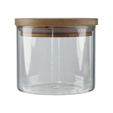 Imagem de Porta Mantimento Vidro com Tampa Bamboo Redondo 500ML CV212778 Casa do Chef