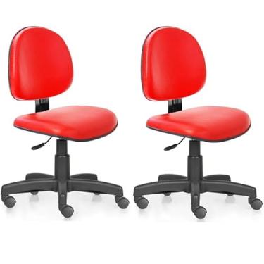 Imagem de Kit 2 Cadeiras Executiva Sem Braço Courvin Vermelho Home Gourmet Base Arcada Rodízio Semi Silicone Escritório Ergonômica
