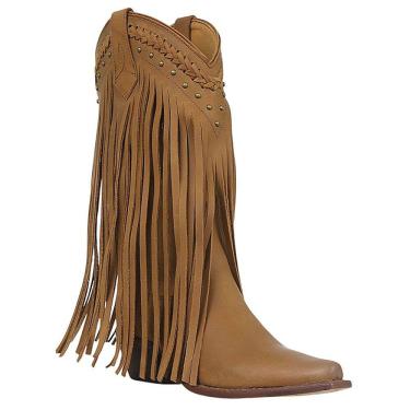 Imagem de Bota de Franjas Feminina Texana Bico Fino Ferrugem Cow Way 35413