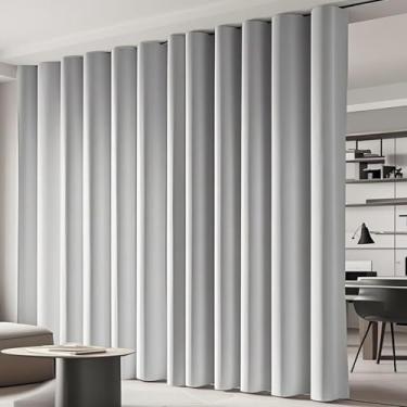 Imagem de Divisores de quarto para quarto, privacidade total, isolamento térmico, cortinas de escurecimento para sala de estar para sistema de instalação dupla, compatível com trilhos de teto e varões, 3 m de