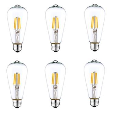 Imagem de Pacote com 6 lâmpadas CC 12V 6000K 6 Watt LED Edison Filamento ST64 Lâmpada E27 base média baixa voltagem paisagem arandela caminho de arandela vintage gaiola lâmpada pendente iluminação de teatro