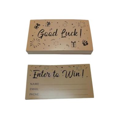 Imagem de 150 peças de bilhetes de sorteio com formulário de entrada de 8 x 5 cm cartões de entrada para ganhar com espaço para nome, endereço de e-mail, número de telefone para sorteios de concurso, urna de