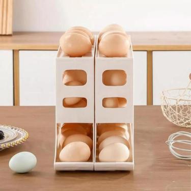 Imagem de Kit 2 Organizador de Ovos Porta Bandeja Geladeira Dispenser Branco 30 