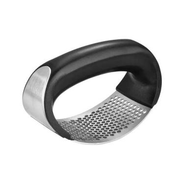 Imagem de Espremedor Inox de Alho com Cabo Preto - Importado