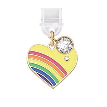 Imagem de ELISE & FONDA Porta de carregamento tipo C TP691 plugue antipoeira Little Love Heart com pingente de celular arco-íris para iPhone 15/16/Samsung/OnePlus/Xiaomi/oppo telefones Android (amarelo)