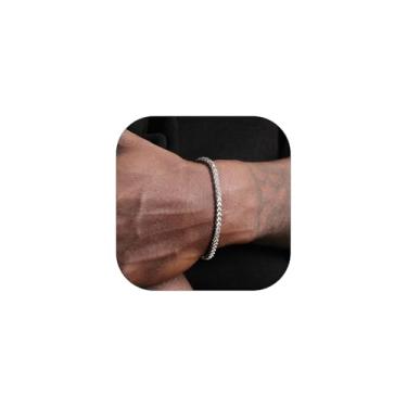 Imagem de Corrente de elos masculinos e femininos da ChainsHouse de 3 mm/4,5 mm/6 mm, aço inoxidável/banhado a arma preta/corrente banhada a ouro 18 K, caixa de presente Prata