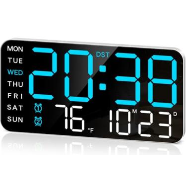 Imagem de MASHI Relógio De Parede Digital Grande De 8,4'', Despertador Led Com Dígitos Grandes, Data, Temperatura, Horário De Verão, Design De Decoração Moderno Para Mesa, Brilho De 5 Níveis Para Sala, Quarto