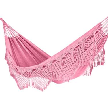 Imagem de Rede De Descanso Luxo Dormir Balanço Casal Jeans Reforçada Grande 4.3 m x 1.5 m Até 250Kg - Ideal Para Camping, Praia, Acampamento, Jardim, Varando, Sítio, Chárcara, Apartamento, Viagem, Fazenda