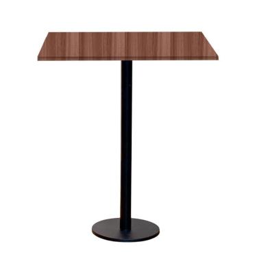 Imagem de Mesa Pisa Beta Bistrô Fratini 107,50cm (a) Disco Redondo Preto Tampo Mdp Quadrado Walnut 60cm (l)