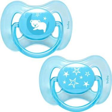 Imagem de Kit 2 Chupetas Buba Comfort Tam 2 Noturna Ursinhos Azul