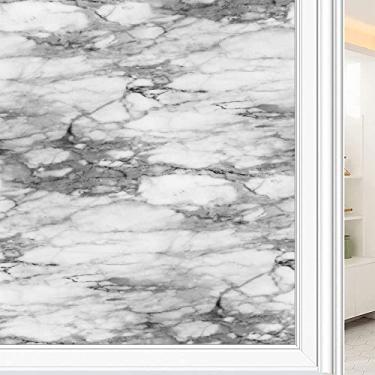 Imagem de Película de janela 3D de mármore, textura de estilo mármore, para porta de vidro, banheiro, sala de estar, L90 x C 190 cm