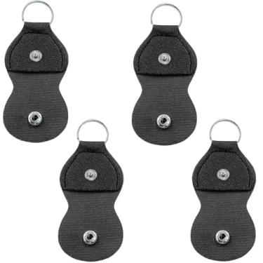 Imagem de Estojo de suporte de 4 peças para guitarra - Estojo de couro para guitarra Saco de porta-chaves para guitarristas (Preto)