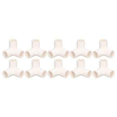 Imagem de 10pcs de 3 vias acessórios de tubo PVC Camiseta de plástico Connector de canto de cotovelo de 25 mm de diâmetro interno (Branco)