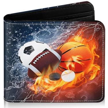 Imagem de ZHIMEBYE Carteira infantil para meninos de 8 a 10 anos, 9 a 12 anos, 11 a 15 anos, bloqueio de RFID, bolso para moedas, para adolescentes, jovens, presentes de aniversário e Natal, Várias bolas - água