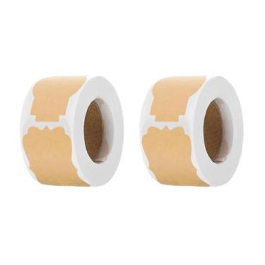 Imagem de UGPLM 2 rolos de 500 etiquetas adesivas de papel kraft marrom, etiquetas em branco, selos de envelope para armazenamento de alimentos, embalagens,