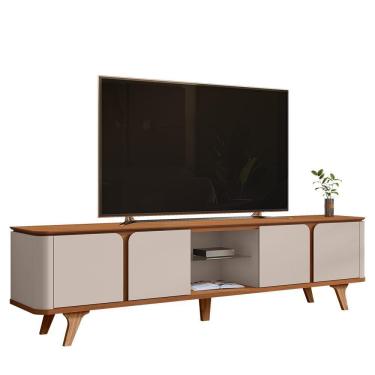 Imagem de Rack Bancada Roma 217cm Cedro/off White Para Tv Até 60” - Casa D Cedro/off White