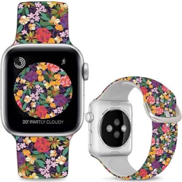 Imagem de Sjiangqiao Pulseiras de relógio de silicone macio compatíveis com Apple Watch SE séries 10, 9, 8, 7, 6, 5, 4, 3, 2 e 1 de 49 mm, 46 mm, 44 mm e 42 mm (série 3 2 1), para mulheres e homens.