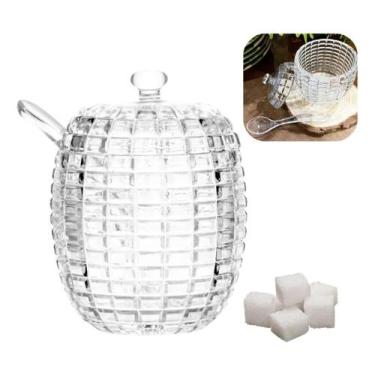 Imagem de Açucareiro De Vidro Cristal com Colher Anti Formiga Cozinha Transparen