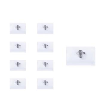 Imagem de WEAXIO 50 porta-crachás de nome – Etiqueta de nome de plástico transparente estilo pino e clipe com 50 inserções de substituição em branco | Tamanho padrão para cartões de visita e cartões de