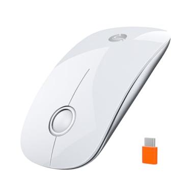 Imagem de RAPIQUE R306C Mouse sem fio USB C, mouse portátil tipo C 2,4 GHz, clique silencioso, ultrafino, DPI de 3 velocidades, vida útil da bateria de 480 horas, para laptops USB-C, MacBook, iPad, Surface Pro