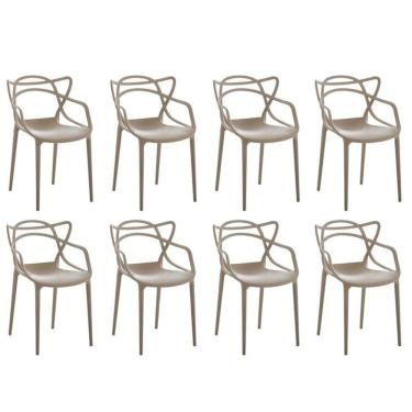 Imagem de Kit 8 Cadeiras Allegra Flex 85cmx54cmx56 Cm Nude