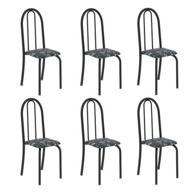 Imagem de Kit 6 Cadeiras Tubular 96x36x41 Cm Iris B Floral preto / Preto TXT