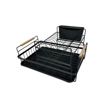 Imagem de Escorredor De Louças Brenem Duplo 2 Andares 44x31x24cm - Jolitex MEK - Preto