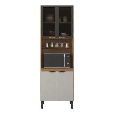 Imagem de Armário Paneleiro Firenze Com Porta De Vidro Amêndola Touch Nude Tx - Demóbile