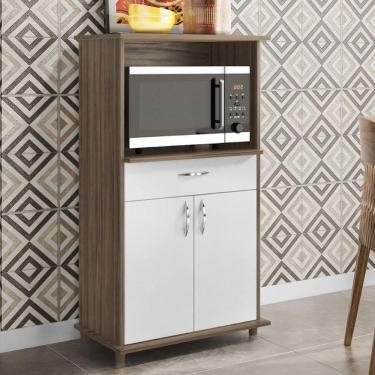 Imagem de Balcão De Cozinha Multiuso Espaço Micro-ondas Nt3070 Notável Nogal Trend/ Branco New