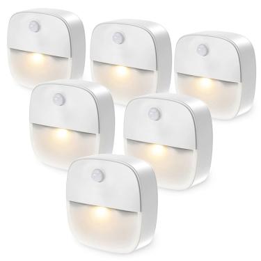 Imagem de Lâmpada noturna com sensor de movimento LOFICOPER Stick on LED Yellow, pacote com 6