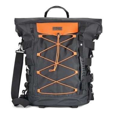 Imagem de Goldfire Bolsa expansível para motocicleta Sissy Bar resistente ao clima, bolsa de armazenamento de bagagem, mochila de viagem com cauda de motocicleta, grande capacidade, 40 a 65 L, com alças Sissy