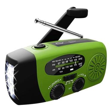 Imagem de Rádio De Emergência Manivela Solar 1200mah Com Lanterna (Clássico, Verde)