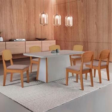 Imagem de Mesa de Jantar Diane 180cm Tampo MDF Vidro com 6 Cadeiras Copper Premi