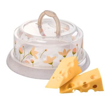 Imagem de Porta Queijo Queijeira De Plástico Redonda Plasutil - Flores