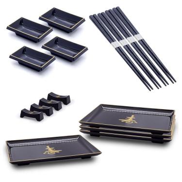 Imagem de Kit Japonês 4 Pessoas - Molheira, Hashi, Prato