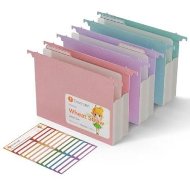 Imagem de Pastas de arquivo suspensas de capacidade extra, pasta suspensa expansível de palha de trigo reforçada de 8 cm, resistente para arquivos, organizador de arquivos para escritório e casa - 3 pacotes