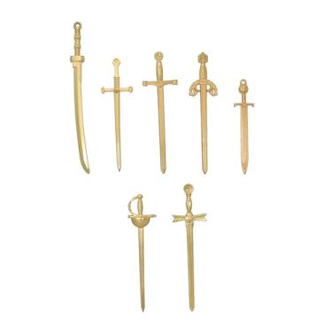 Imagem de Ruwado 7 peças, pingentes de espada, grandes, vintage, vários estilos, marcadores de livro para mulheres, faça você mesmo, chaveiro, scrapbook, amantes de livros, leitura e artesanato (dourado)