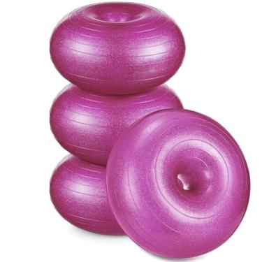 Imagem de Libima 4 peças de assentos flexíveis para sala de aula, cadeiras infláveis de bola de ioga com bomba, donut, bola de exercício, assento almofadado, para treinamento de equilíbrio e estabilidade