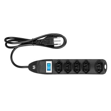 Imagem de Filtro de Linha 5 Tomadas 1 Extensão Elétrica 1 metro Preto, Multi