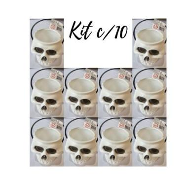 Imagem de kit c/10 mini balde caveira branca  lembrança Halloween - JZZ