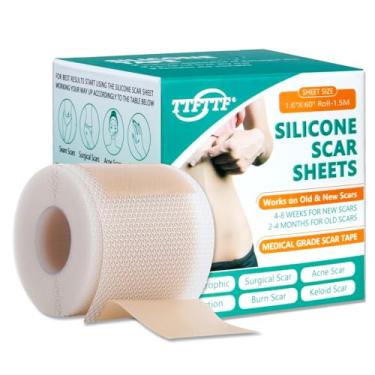 Imagem de Fita de silicone para cicatriz, folhas de silicone para cicatrizes (rolo de 1,6 x 152 cm - 1,5 m), folhas de silicone para cicatrizes faciais, fita de silicone reutilizável de grau médico para