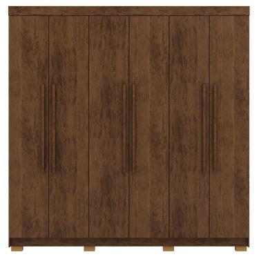 Imagem de Guarda Roupa Casal 6 Portas 2 Gavetas 218 Cm 10037 Vlr Imbuia