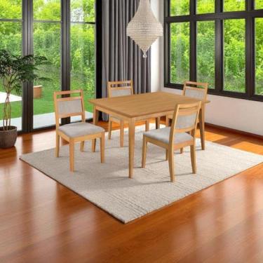 Imagem de Sala de Jantar Mesa 1.20 c/ 4 cadeiras Madeira Maçica Luxo - Refinatto