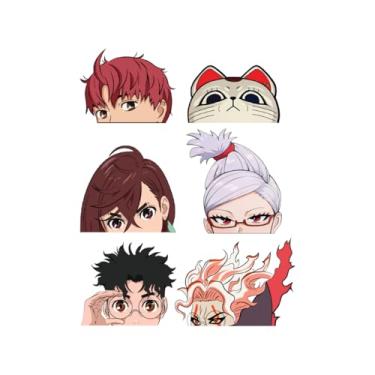 Imagem de Anime Dan Pack 6 mini adesivos Peeker Anime Mangá Decalques Adesivos, Ideal para Carros, Laptop, Skate, Decoração de Parede, Resistente a UV 5.1 cm x 3.8 cm