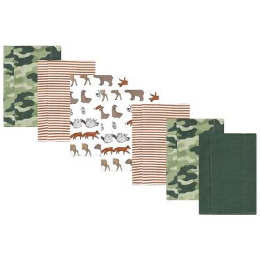 Imagem de Luvable Friends Hudson Baby Conjunto de 7 panos de flanela para arrotos, Woodland Animal Adventure, 14x20 inches