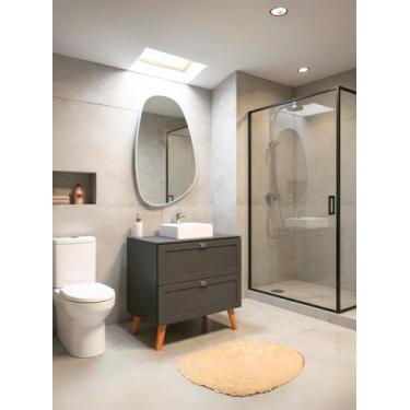 Imagem de Gabinete para Banheiro com Tampo Cuba e Espelheira Organica 80cm Retro