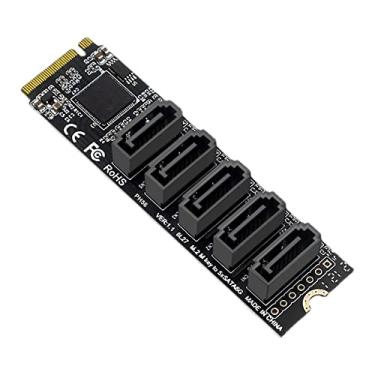 Imagem de CY NGFF NVME M-Key PCI Express para SATA 3.0 6Gbps 5 portas adaptador conversor cartão de extensão de disco rígido JMB585 2280